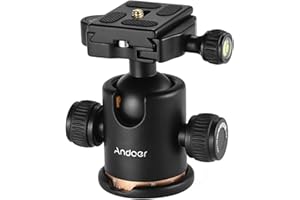 Andoer Mini Stativkopf Kugelkopf, Kamera Stativ Stativköpfe mit Schnellwechselplatte 1/4 zoll Schraube, Mini Tripod Ball Head für Stativ, Schieber, DSLR-Kamera