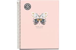 Miquelrius - MR48244, Quaderno A4 in carta riciclata, righe da 7 mm, 120 fogli, 4 bande colorate, con spirale, collezione Garden Memories, farfalle rosa