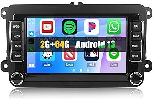 [2+64G] Auometo Android 13 Radio Coche para VW Golf 5 Golf 6 Skoda Polo Passat Tiguan Touran con CarPlay&Android Auto&Mirrorlink,7 Pulgadas Pantalla Táctil con Bluetooth/WiFi/GPS/FM/RDS/USB