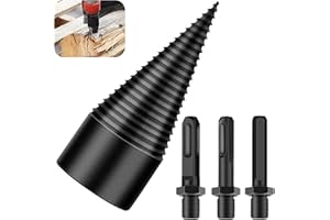 SEATEK Bohrkegel Holzspalter 32mm, Schraube Kegel Schaft, Holzspalter Bohrer mit sechseckigen/quadratischen/runden Schäften, für Holzspalter Bohrkegel Bohrmaschine Stufenbohrer Stahl-Kegelbohrer