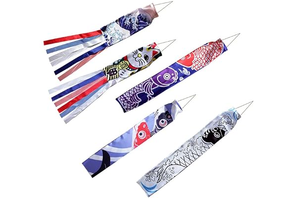 YARNOW Drapeau Décoratif Japonais Carp Koinobori Manche À Air 27.6 Pouces pour Décoration Extérieure Intérieure Sushi Bar Jardin