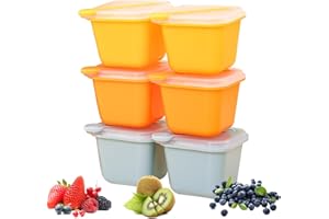 FONWUJIOT 6er Pack Babybrei Einfrieren Behälter, Beikost Baby Zubehör, 150ml Babynahrung Aufbewahrung, Beikost Einfrieren Behälter, 100% Lecksicher, BPA-frei, Mehrfarbig, Spülmaschinenfest (A-6 Stück)