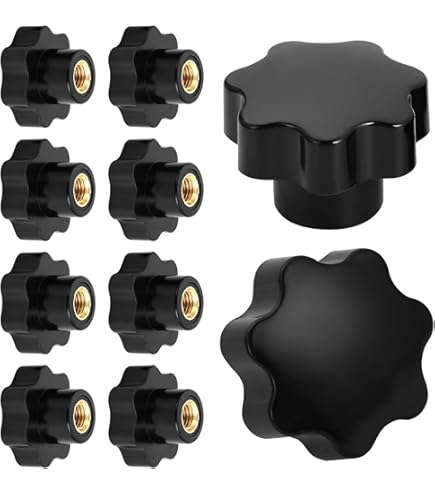 Perilla De Sujeción Con Cabeza De Estrella De Plástico Hembra M6 X 25 Mm Color Negro 8 Piezas Yongsheng 8390605281167