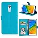 Produktbild HHF Handy Zubehör für Xiaomi Redmi 5, Einfarbig Premium PU Leder Brieftasche Magnetische Schnalle Design Flip Folio Schutzhülle (Farbe : Blau)