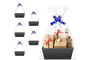 AOUKAR PräSentkorb Leer Pappe, [5set Pack Schwarz]GroßE Leere GeschenkköRbe Mit Griffen FüR Frauen MäNner Urlaub, Geburtstag, Weihnachten, Valentinstag, Hochzeit Baby Party Geschenk Und Jede Gelegenheit