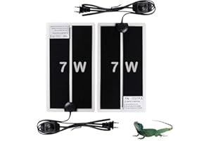 NEKOSUKI Tapis Chauffant Reptile, 2PCS 7W 11x5.9 Pouces Tapis Chauffant Terrarium Réglable avec Contrôle De La Température pour Reptiles -Tortue, Serpents, Lézards, Geckos, Araignées