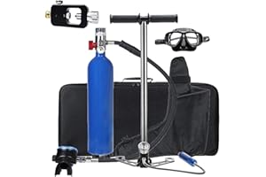 XSGDMN Bombole da Immersione Bombola Sub, 1L Mini Bombole per Immersioni Subacquee Mini Bombola di Ossigeno Attrezzatura per Immersione per Snorkeling con Pompa ad Aria ad Alta Pressione&Gonfiatore