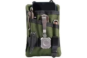 Ieron Small EDC Pocket Pouch,Waxed Canvas EDC Organiser Pouch Small Tool Pouch with 5 Pockets,Small Multi Tool Pocket Organiser for Flashlight Multi Tools Pen Notebook