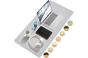 Giecy Tappetino scrivania grande, tappetino mouse, tappetino in sughero per scrivania e Pelle PU Mouse Pad,impermeabile, doppia faccia per proteggere la scrivania in ufficio(Grigio,90x43cm)