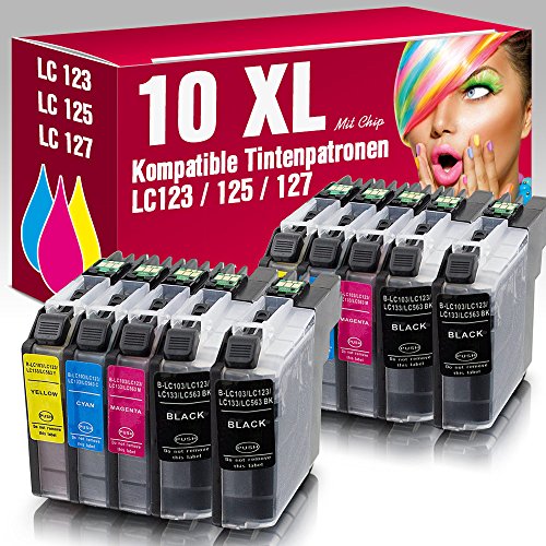 ms-point® 10 Kompatible Druckerpatronen für Brother DCP-J 4110 DW 4110 W MFC-J 4310 DW 4410 DW 4510 DW 4610 DW 4710 DW ersetzt LC123 LC125 LC127