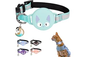 Kittytag Obroża dla kota z akcesoriami kompatybilnymi z Airtag Apple, odblaskowy i świecący czat GPS z zabezpieczeniem przed uduszeniem, regulowany, GPS Airtag nie jest dołączony!
