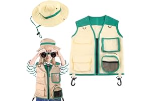 ARTOCT Ensemble de costume d'exploration pour enfants, gilet cargo lavable et chapeau - Kit d'exploration en plein air, jeu de rôle - Cosplay pour explorateur d'insectes - Zookeeper Park Ranger
