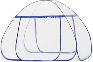 LEMESO Moustiquaire de Lit Pop Up Pliable en Polyester, Forme de Dôme pour Intérieur et Extérieur avec Fermeture à Glissière, Accessoires de Literie 180 * 200 * 150CM