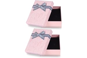 lvzhen 2Pcs Small Gift Boxes, 9x7x3cm Jewellery Gift Box with Lid Ring Earrings Bracelet Necklace Gift Boxes Small Paper Boxes for Gift Present (Pink)