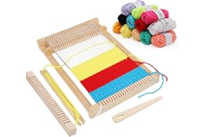 RANJIMA Webrahmen Kinder, Holz Webstuhl Set, DIY Webstuhl Basteln Weben Set Schulwebrahmen für Anfänger zum Weben&Gestalten, Weihnachten Geschenk für Erwachsene Jungen und Mädchen Bastelset, 29 * 19cm
