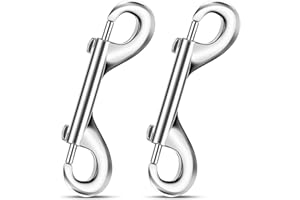 Qianyu Lot de 2 mousquetons double face argentés en acier inoxydable durable - Double mousqueton - Mousqueton à boulon - Chaînes à cliquet pour connecter des colliers, des porte-clés