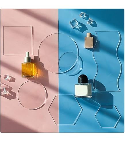 Tavolette In Acrilico Trasparente GISELA D - Set 4 Pezzi Per Foto Prodotti | 8 Cm, Accessori Fotografici - Foto 7