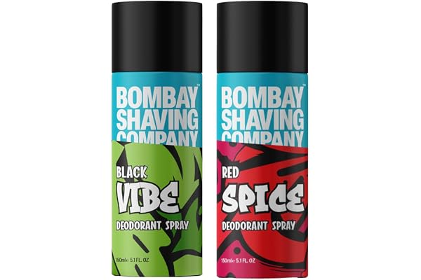 Bombay Shaving Company Body Spray for Men, 150ml each (Pack of 2) - Red Spice and Black Vibe (Packaging may vary)