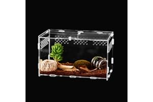 SHALWINN Insect Feeding Box 30x20x15cm, Acrylic Terrarium Containers for Spider Lizard Frog Scorpion, Portable Crawling Pet Reptile Habitat with Vents, Anti-escape Design (30 * 20 * 15cm)