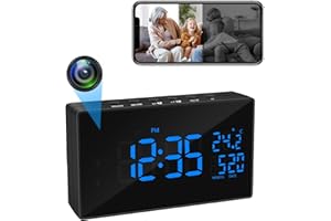 Yadayuki MiniCamara Oculta HD 1080P Spy Camara WiFi Despertador, 2.4/5Ghz WiFi Camara Espia Oculta Invisible Compatible con Visión Nocturna y Detección de Movimiento, App Vigilancia Remota