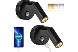 ‎ERWEY ERWEY 2 Stück LED Leselampe 12V Wohnmobil Touch Dimmbar 3 Farbtemperatur Modi mit Ladefunktion USB A+C-Anschlüssen, DC 12V-24V Spot Innenbeleuchtung für Boot Auto Camper Van Yacht, Schwarz
