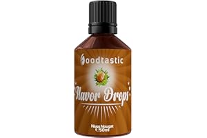 Foodtastic Flavor Drops Nuss Nougat 50ml | Flavdrops Aroma Tropfen | kalorienfrei Süßen I ohne Zucker | Lebensmittelaroma Flavour Drops Flave Drops Geschmackstropfen