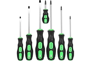 GURADESIGN 7-Piece Magnetic Screwdrivers Set, 4 Phillips and 3 Flat, Professional Cushion Grip Screwdriver Set