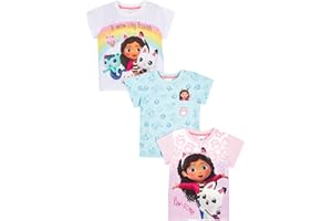 Gabby's Dollhouse Magliette per Ragazze, Confezione da 3, Confezione Multipla di Magliette per Ragazze