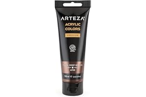 ARTEZA Metallic Acrylic Paint, (Pearl Deep Brown A733) 120 ml/tube, Highly Pigmented & Fade-Resistant, Non-Toxic, Art Supplies for Artists & Hobby Painters