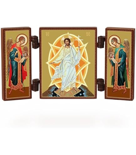 Tableau Religieux Baroque Jésus Marie : Icône Reproduction Avec Cadre 56x46cm