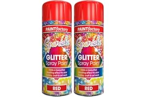 CLASSIC SIGNATURE 2 x Glitter Red Spray Paint 200ml / 1x Pair of Disposable Gloves Decorative Creative Art and Craft by Swiss Signature
