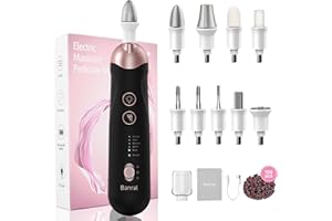 ‎BANRAL Maniküre Pediküre Set - Pediküre set Fußpflege Elektrisch Nagelfeile mit 5 Geschwindigkeiten und LED Licht Electric Nail Drill, 10 Aufsätze zur Nagelpflege für Hände und Füße (Schwarz)