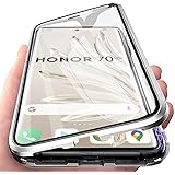 Orgsty Hülle für Honor 70 (6,67"), Magnetische Hartglas Hülle mit Vorderseite und Rückseite, Metallrahmen Case mit Eingebaut 