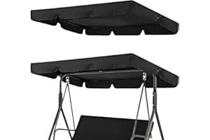 BYZESTY Parasol para columpios de Hollywood, toldo universal de 3 plazas, toldo para exteriores, resistente al agua, columpio de jardín, toldo universal para columpio de jardín (negro)