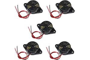 Stemedu 5PCS SFM-27 DC 3-24V Alarm Siren Electronic Piezo Active Buzzer, 95dB High Decibel Continuous Beep Speaker for Arduino,Black