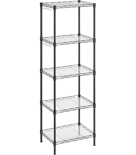 Qualtex Strong Industrial Steel & MDF 5 Tier Black Boltless Heavy Duty Garage Racking Shelving Unit Racking 90cm X 40cm X 180cm 875kg Capacity 175kg Per Shelf