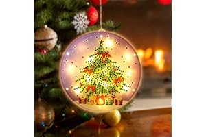 DEMIAWAKING Weihnachten LED Deko DIY Diamond Painting Weihnachten Lampe Weihnachtsdeko Kit Weihnachtsbaumschmuck Deko Lampe Handwerk Ornament (04)