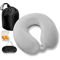 CUQOO Cuscino Da Viaggio In Memory Foam, Cervicale Ergonomic E Leggero Con Borsa Inclusa, Morbido E Di Supporto Per Aereo, Auto, Ufficio, 350g - 6