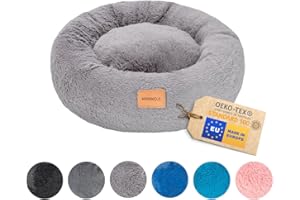 MIMIKO Pets - Cuccia Cane & Gatto | L (60 cm) Grigio | Cuccia Pelosa per Cani Lavabile a forma Ciambella | Cuccia Cane Interno, Cuccia Gatto Interno, Cuscino Gatto, Cucce per Cani da Interno