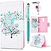 Produktbild Huawei Honor 6X Hülle Leder Case,KASOS Huawei Honor 6X Handyhülle Brieftasche Book Type PU Leder +TPU Innere Tasche Bunt Gemalt Magnetverschluss Ledertasche Cover, Blume Baum + Touch Pen + Stöpsel Staubschutz