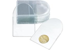 CJQRL 50 Pezzi Buste per Monete, Porta Monete, Numismatica, Portamonete, in PVC Trasparente, 5,5 x 5,2 cm