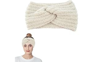 HEIGESENG Bandeau d'hiver pour femme et fille, cache-oreilles en polaire pour enfants et femmes, en coton tressé, élastique doux (beige)
