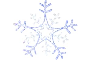 The Christmas Workshop 72600 Large Snowflake Christmas Window Light | Indoor or Outdoor Christmas Decorations | 216 Blue and White LED Lights | Mains Operated | 65cm x 64cm