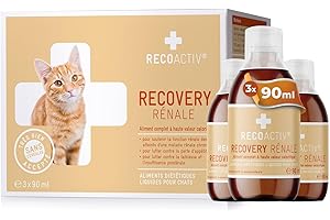 RECOACTIV Recovery Rénale pour Chats, 3 x 90 ML, Alimentation diététique complète hautement calorique en Cas de Troubles rénale de la Fonction rénale et de Besoins énergétiques accrus