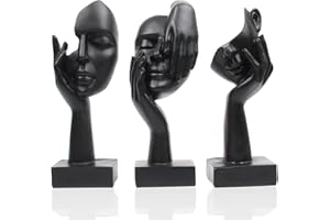 Marimor Statuen und Skulpturen 3er Set Dekofiguren Skulpturen deko modern Statue deko und Skulptur deko und Büste deko für Büro Wohnzimmer Schlafzimmer Regal Deko Skulptur Wohnzimmer (Schwarz)