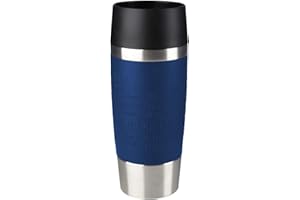 ‎EMSA Emsa Travel Mug Classic Thermobecher 360 ml, Kaffeebecher to go thermo hält 4h heiß/8h kalt, auslaufsicher, Isolierbecher mit Quick-Press-Verschluss, 360°-Trinköffnung, blau, 513357