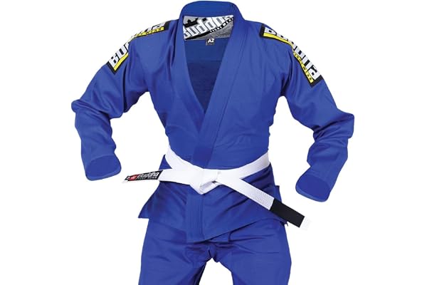 Buddha Fight Wear Kimono Premium Infinity noir de Jiu Jitsu brésilien/BJJ Gi avec ceinture blanche, unisexe adulte
