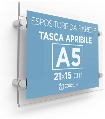 4 Espositori Plexiglass Per Depliant A6 - Porta Avvisi Da Parete Con Distanziali Alluminio - Foto 6