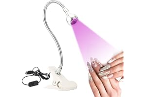 LAYHOU UV Lampe für Gelnägel, Schreibtischleuchte Flexible Schwanenhals-Led Lampe Nägel, Mini Tragbare Nagellampe mit Sicherungsclip, Drehbarer 3W 395NM Nageltrockner zum Aushärten von Nagelkleber (Weiß)