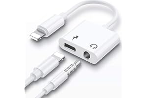 VIKEVO Kopfhörer Adapter für iPhone Dongle, 2 in 1 Lightning zu 3.5mm Aux Audio Jack Dongle Splitter Kopfhörer Adapter Konverter Kompatibel für iPhone 15/14/13/12/SE/11/Xs/XR/X/8 7 Unterstützung Alle iOS